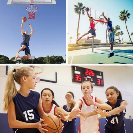 Heavy Duty Basketball Net - for Indoor and Outdoor Replacement nets and 12-Ring Standard Basketball Hoops, Anti-Whiplash Design - color: White, Red