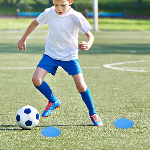 6pcs Soccer Training Flat Disc Markers 9" Diameter, Non-Slip Football Practice Floor Markers for Agility Drills, Speed and Skills Training Equipment for Field and Backyard Use