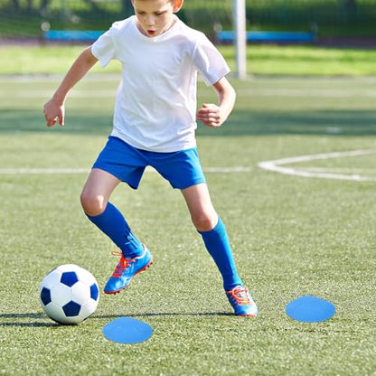 6pcs Soccer Training Flat Disc Markers 9" Diameter, Non-Slip Football Practice Floor Markers for Agility Drills, Speed and Skills Training Equipment for Field and Backyard Use