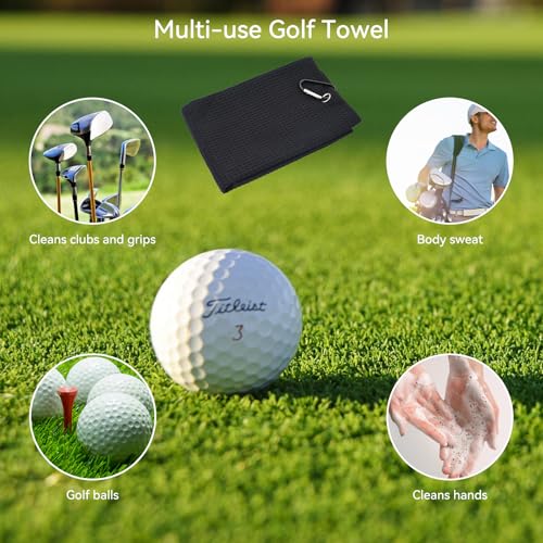 Golf Accessories Kit - Golf Club Cleaner with Golf Brush with Water, Golf Towel, Divot Repair Tool, Golf Tee Holder, Marking Pen & Golf Ball Marker, Golf Gifts for Men and Women