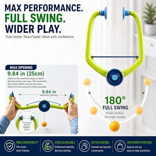 Hanging Table Tennis Trainer Portable Set, 1 Pcs Trainer 6 Balls Door Pong Game for Kids with Racket and Balls, Adjustable Hanging Table Tennis Trainer