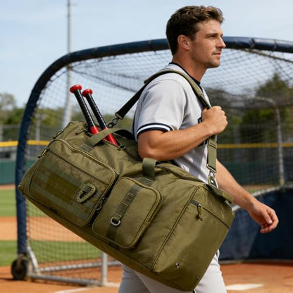 120L Extra Large Baseball Duffle Bag for Adult Softball Gym Bag with Shoe Compartment, Sports Duffel Bat Equipment Bag Coach Team Catchers Gear Bag for Hockey Football Basketball Soccer, Brown - color: Brown