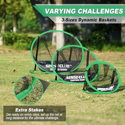 SENSECLUB Foldable Chipping Net & Floating Green, Indoor Golf Practice Chipping Target, Backyard Golf Game & Gifts - style: Round Net +Mat +Balls