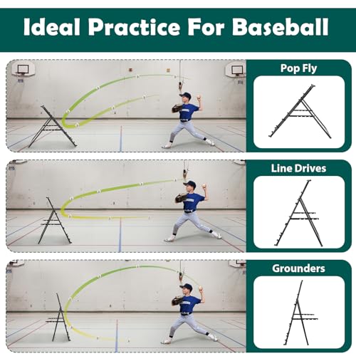 LIANTRAL Baseball Rebounder Net, Adjustable Bounce Back Trainer for Soccer, Volleyball, Softball, Portable Folding Rebounder for Passing & Shooting Practice, Volleyball Rebound Net for Kids, Black