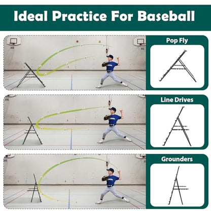 LIANTRAL Baseball Rebounder Net, Adjustable Bounce Back Trainer for Soccer, Volleyball, Softball, Portable Folding Rebounder for Passing & Shooting Practice, Volleyball Rebound Net for Kids, Black