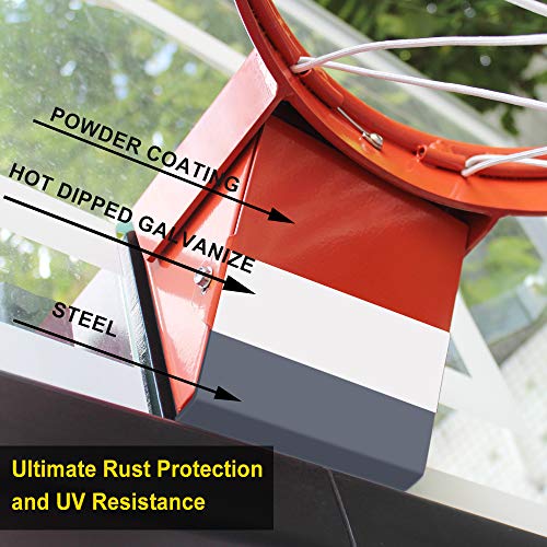 Professional 180º Heavy Duty Breakaway Basketball Rim，18 inch Single Spring Flex Rim Goal Replacement fit Indoor and Outdoor Backboard - color: 2-Double Spring