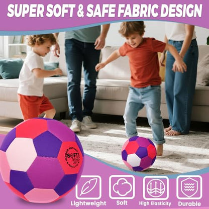 Soft Fabric Indoor Size 4 Soccer Ball, Safe and Soft Indoor Kids Youth Practice Size 4 Soccer, Lightweight House Training for Dribbling & Juggling at Home(Deflated)