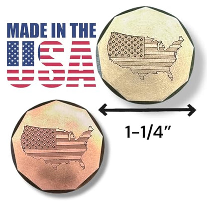 Golf Ball Markers and Golf Divot Tool 3 Piece Golf Gift Set - American Flag Engraved Copper Ball Marker and Brass Golf Ball Marker and Brass Divot Tool - Golf Accessories for Men
