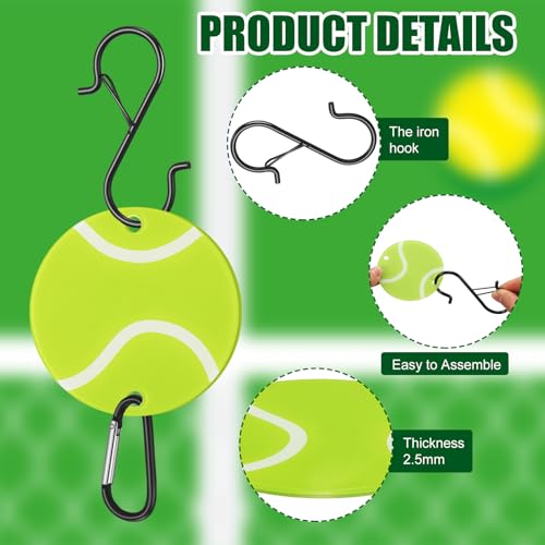 CroBlissful 6 Pcs Bag Hook for Fence Baseball Football Basketball Tennis Team Gifts Bag Clip Sports Backpack Buckle with Acrylic Board for Bat Water Bottle Player Lover Gifts - color: Tennis