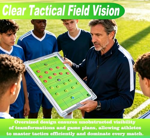 Soccer Coaching Board Magnetic, Double-Sided Dry Erase Soccer Tactics Board for Coaches, Soccer Magnet Board & Coaching Equipment with Markers, Pen, Carry Bag, Coach Gift - color: Soccer-green
