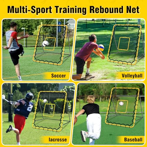 Baseball Rebound Net,Multi-Sports Pitching Rebound Net, 5 Adjustable Angles for Volleyball and Football Training