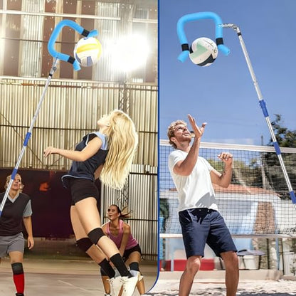 Volleyball Spike Trainer - Retractable Height 64.1-86.6 Inches, Real Ball Feel Hitting Tool for Spiking/Jumping/Serving - Lightweight Non-Slip Durable for All Levels (No Ball)