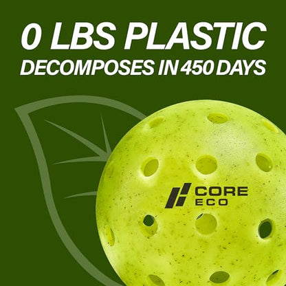 CORE Pickleball-ECO Ball | Outdoor Pickleball Balls - Official Ball-Pickleball World Cup & USAPA Tournament Approved - Durable, Regulation Size - High Visibility Neon, 3 Balls