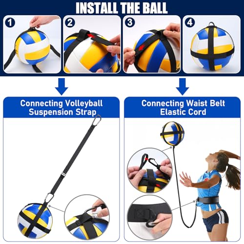 TOBWOLF Volleyball Spike Trainer, Elastic Self-Training Volleyballs Resistance Band, Volleyball Equipment Training Aid Improves Serving, Jumping, Arm Swing Mechanics and Spiking Power - color: Two Style Volleyball Spike Trainer(Can be Hung)