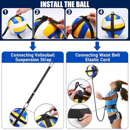 TOBWOLF Volleyball Spike Trainer, Elastic Self-Training Volleyballs Resistance Band, Volleyball Equipment Training Aid Improves Serving, Jumping, Arm Swing Mechanics and Spiking Power - color: Two Style Volleyball Spike Trainer(Can be Hung)
