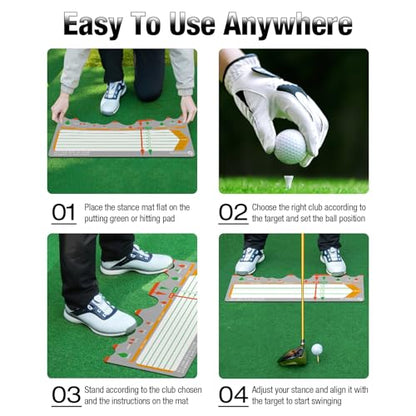 Golf Training Mat for Beginners Posture Assistance and Entry-Level Stance Corrector Trainer with Golf Training Aid