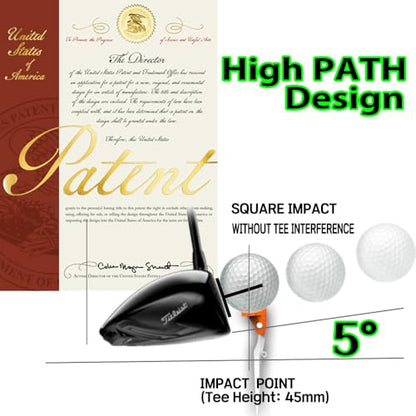 BIRDIE79 High Path Golf Tee Set – Upgraded Premium Adjustable Height Tees, 5° Launch Angle, Reduces Hooks & Slices, High Visibility, Stable 20mm Head (9 Pcs)