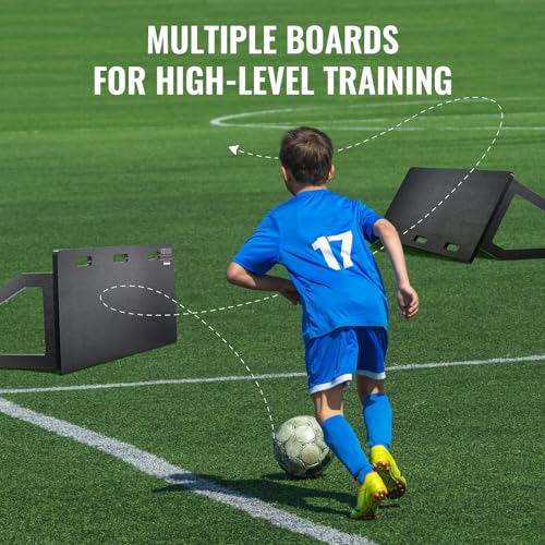 VEVOR Soccer Rebounder Board, Portable Soccer Wall with 2 Angles Rebound, Foldable HDPE Kickback Rebound Board, Soccer Training Equipment for Kids and Adults, Passing & Shooting Practice - size: 45"X18"