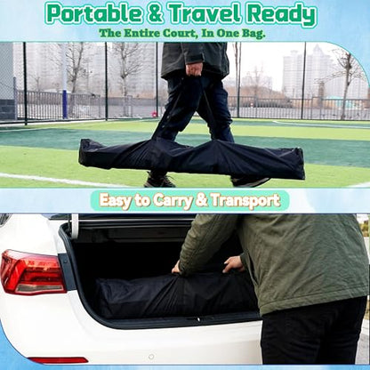 Portable Pickleball Net Set with Wheels, 22 FT Regulation Size Pickleball Net System with Hand Winch Anti-Sag, 2 Paddles, 4 Balls & Court Markers, Indoor/Outdoor Pickleball Equipment