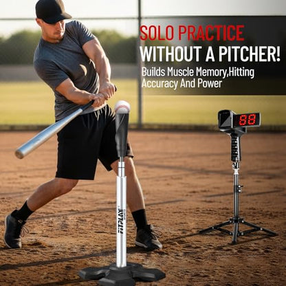 Pro Hitting Tee - Premium Batting Tee for Baseball/Softball with Weighted Base,Flexible Rubber Top, Aluminum Baseball Tee, Easy Adjust Height 24"-46" Softball Tee For All Age & Skill Level Players