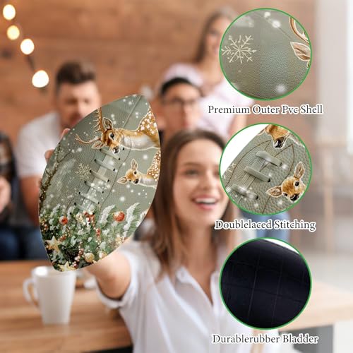 American Football, Official Size 11.9 x 7.3 Inch, Premium Composite Leather High-Grip Ball with Pro-Style Lacing, Unique Prints for Training, Games & Gifts - color: Christmas Deer