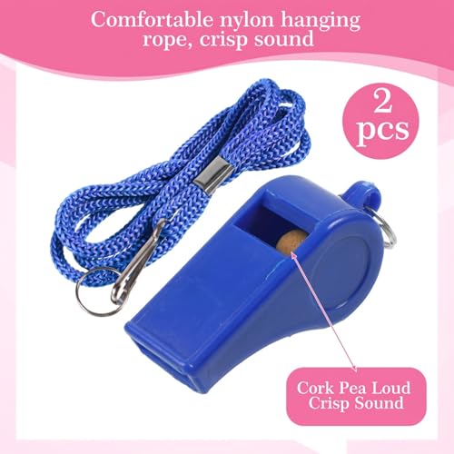 2Pcs Blue Whistle for Coaches Plastic Sports Whistle with Lanyard Loud Blue Referee Cheer Whistles Coaching Whistles for Outdoor Enthusiasts Basketball Dog Training Party Favors