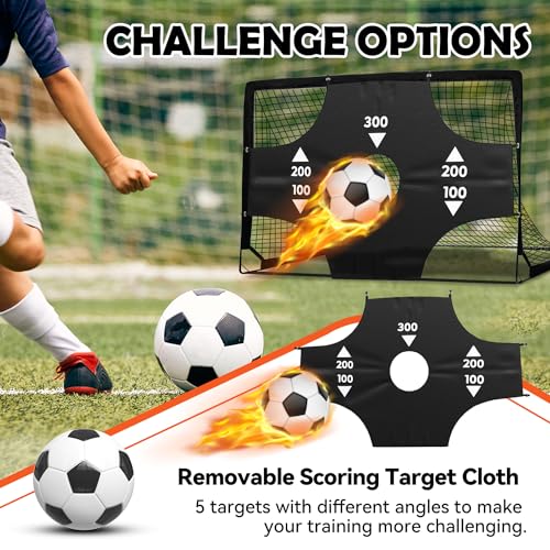 Portable Pop Up Soccer Goal - 6x4ft Backyard Training Equipment with Soccer Ball, Scoring Target Cloth, and Conesl,Fencing Training Equipment，Baseball & Softball Protective Screens