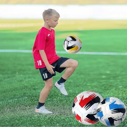 Soccer Ball Size 3 4 5 Soft Leather Anti Explosion Practice Training Boys Girls Adults with Pump Needle - color: Red, size: Size 5