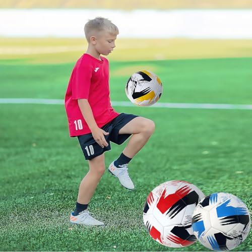 Soccer Ball Size 3 4 5 Boys Girls Youth Adults Practice Training Gift Pump Needle Football Kicking Soft Leather Anti Explosion Coach Family Fun Backyard Playground