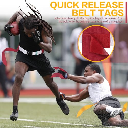 Flag Football Belts, 10/14 Player White Flag Football Sets for Youth, Kids and Adults Team Sports Training Games