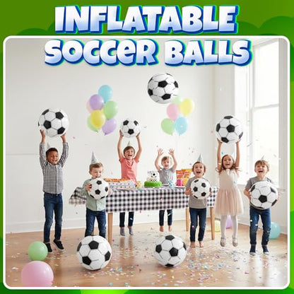 Inflatable Soccer Beach Balls (6 Pack) - 16-Inch Durable PVC Blow Up Beach Balls for Kids, Easy to Inflate, Summer Pool Float, Soccer Party Favors, Sports Theme Decorations, Giveaways & Outdoor Toys - style: 6-Pcs Soccer Beach Balls