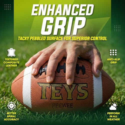 Game Football - Premium Composite Leather & Enhanced Grip (Sizes -Peewee, Junior, Youth, Official) - size: Peewee