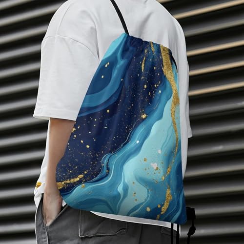 Travel Drawstring Backpack Theft Proof Cinch Sack Water Resistant Sackpack for Camping Hiking Outdoor Sports, Blue Trippy Marble Bags - color: Picture (1016)