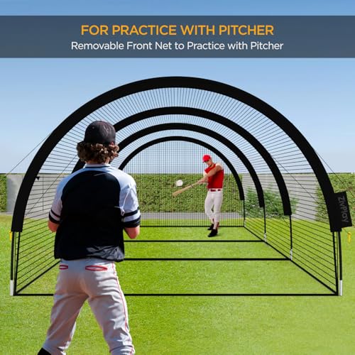 ZivPlay Baseball Batting Cage Net Batting Cages for Backyard Portable Pop Up Cage for Baseball and Softball with Pitching Machine Hole and Detachable Door (30ftx12ftx8ft) - size: 30ftx12ftx8ft