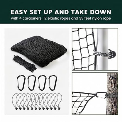 Sports Netting,Golf Practice Net Hitting Net with 33Feet Nylon Rope Also for Baseball, Hockey, Soccer, LAX and More - 10x10ft/10x15ft/10x20ft/10x25ft/10x30ft/10x40ft/10x50ft