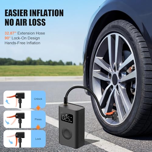 Enhon 32.87'' Presta Valve Adaptor for Schrader and Presta Valve, Locking Tire Chuck Tube for Portable Tire Inflators, Bike Pump Needle, for Car, Motorcycle, Bike, Ball, Swimming Pools Products