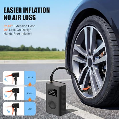 Enhon 32.87'' Presta Valve Adaptor for Schrader and Presta Valve, Locking Tire Chuck Tube for Portable Tire Inflators, Bike Pump Needle, for Car, Motorcycle, Bike, Ball, Swimming Pools Products