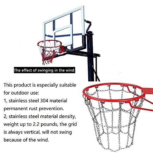 Dakzhou Basketball net, Metal Chain Net Braided Permanent Rust Proof (12 Links), Quick Installation - color: silver