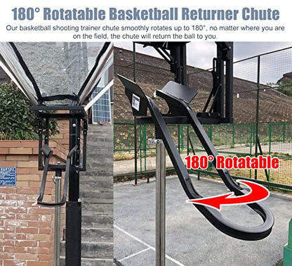 Basketball Hoop Returner Shot Return Apparatus - Metal Shooting Trainer for Time Saving Floor Standing Attachment Aid