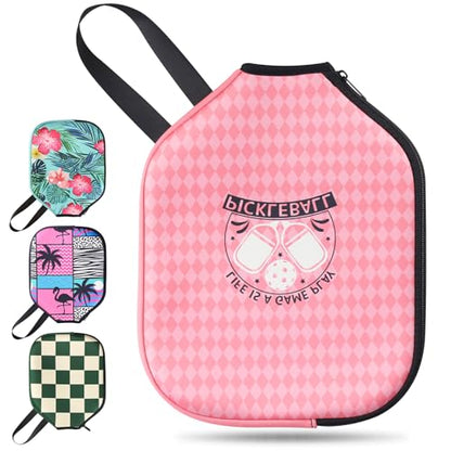 Pickleball Paddle Cover, Neoprene Racket Sleeve with Zipper, 11.8" * 9.05" Soft & Durable Pickleball Paddle Protection Cover 1Pc & 2 Pcs - color: Pink 1 Pc