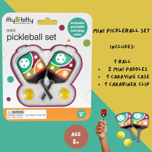 Mini Pickleball Set – Includes 2 Mini Paddles, 1 Ball, Carrying Case & Carabiner Clip – Portable Pocket-Sized Game for Travel, Office, or Gifts – Fun Desk Toy & Pickleball Lover Gift