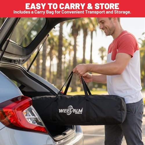 Baseball Softball Swing Trainer with Tripod Base, Adjustable Height Batting Trainer for Solo Hitting Practice, Auto-Return Trainer with 4 Elastic Ropes, Ground Pegs & Carry Bag