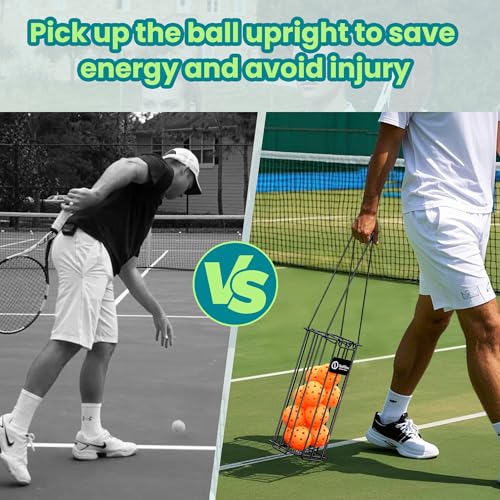 Tennis Ball Hopper, Portable Pickleball Ball Basket for Pickup, Storage & Training (Small)