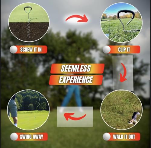 Swing Away! Golf Training Tool for Drivers & Irons - Practice Your Golf Swing in The Backyard with A Real Golf Ball & Experience 50 Feet of Ball Flight Feedback - color: Neon Green