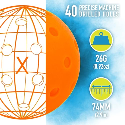 Franklin Pickleball 2 Player Carbon Fiber Paddle and X-40 Pickleball Set - (2) Carbon Fiber Paddles - (4) X-40 Balls - USA Pickleball Approved - style: Orange