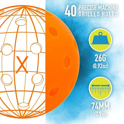 Franklin Pickleball 2 Player Carbon Fiber Paddle and X-40 Pickleball Set - (2) Carbon Fiber Paddles - (4) X-40 Balls - USA Pickleball Approved - style: Orange