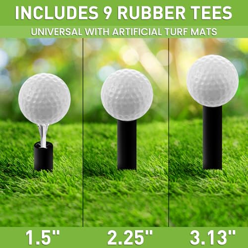 FINGER TEN Golf Rubber Tees Driving Range 3 Inch 1.5'' 2.25'' 2.75'' 3.13'' Tee Holder for Mat 1.5'' 2'' with Plastic Tees Indoor Outdoor Use - style: Black-15 Pcs