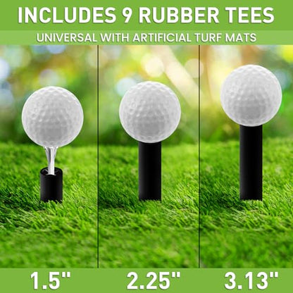 FINGER TEN Golf Rubber Tees Driving Range 3 Inch 1.5'' 2.25'' 2.75'' 3.13'' Tee Holder for Mat 1.5'' 2'' with Plastic Tees Indoor Outdoor Use - style: Black-15 Pcs