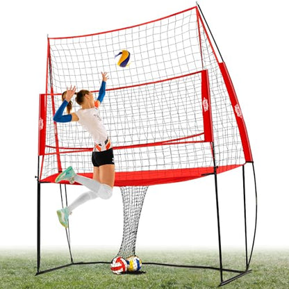 PLAYAPUT Volleyball Training Equipment Net,Height Adjustable Volleyball Practice Net Station for Serving,Spiking, Hitting,with Carryingbag Easy Assembly & Storage Great for Indoor/Outdoor