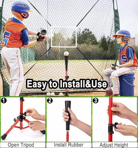 Baseball Tee for Kids,Batting Tee,Softball Tee,tee Stand, Youth Hitting Tee,Teeball Tee,Travel Tee,Easy Adjustable Height 20.5-30.2inch - color: Red